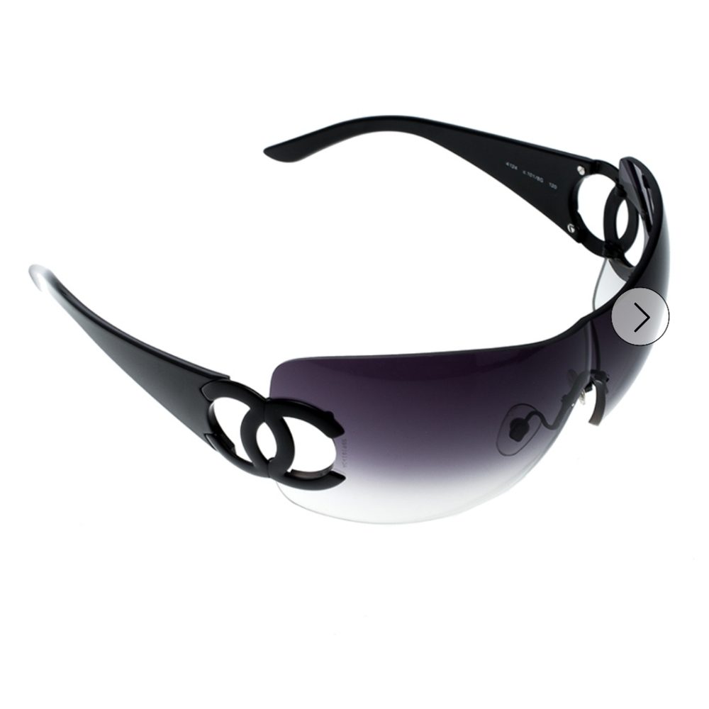 Vintage Chanel Black/Black Gradient Shield Sunglasses 4124 CC